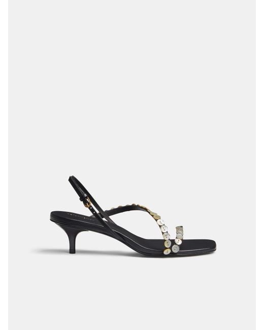 Reformation White Shoshana Heeled Sandal Leather Shell Buttons