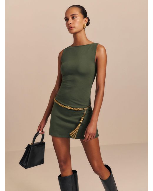 Reformation Green Fitted Knit Mini Dress