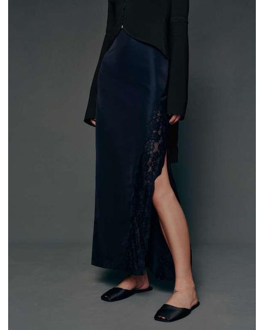 Reformation Blue Noah Skirt Lace 2