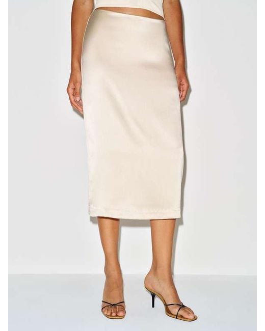 Reformation White Petites Helen Low Waist Silk Midi Skirt 0P