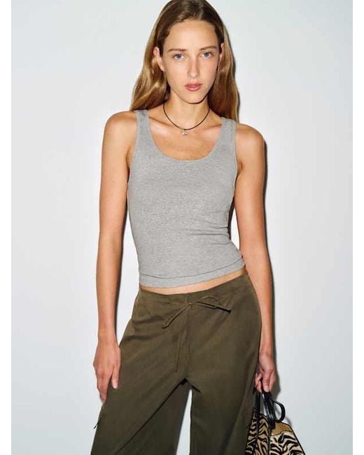 Reformation Blue Fitted Scoop Neck Tank