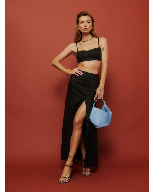 Reformation Orange Andi Linen Maxi Skirt