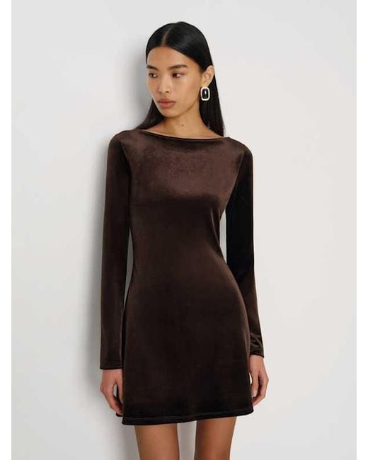 Reformation Natural Jaelynn Knit Dress Deep Velvet