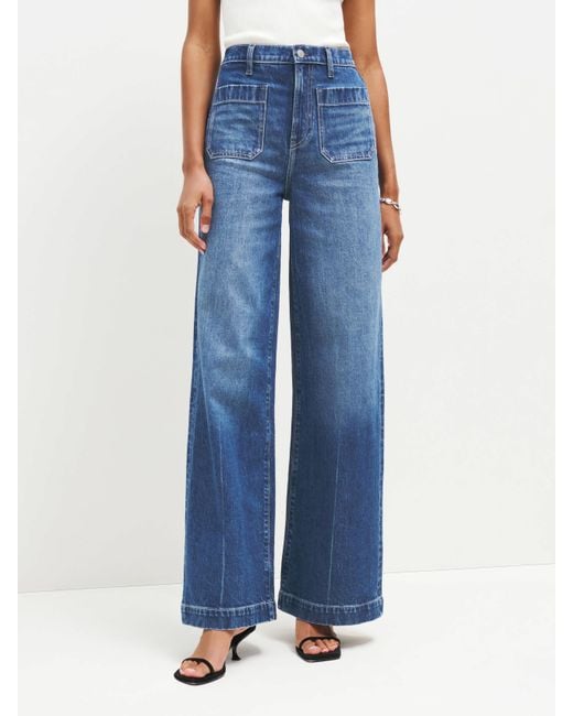 Reformation Blue Janae Ultra High Rise Wide Leg Jeans