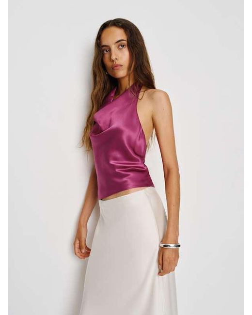 Reformation Pink Tali Silk Top