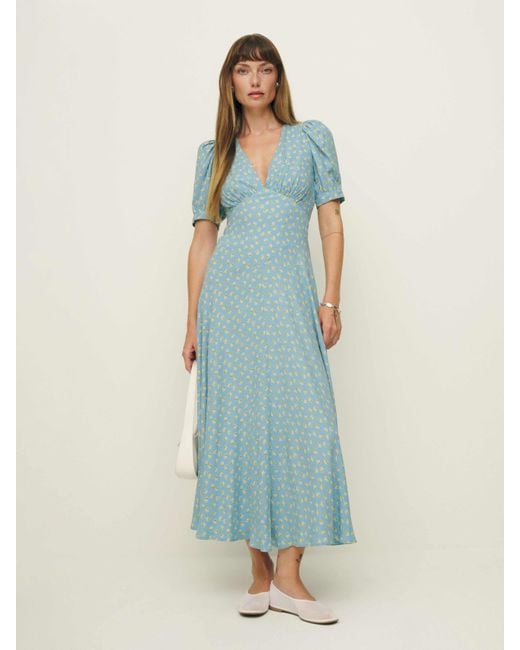 Reformation Blue Naira Dress