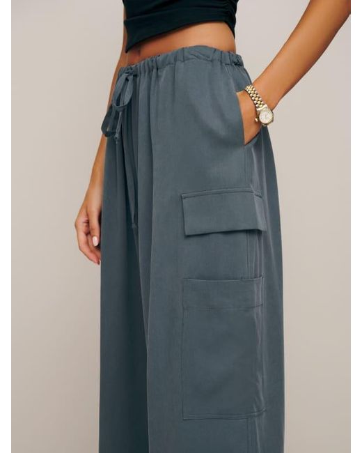 Reformation Blue Petites Ethan Twill Pant