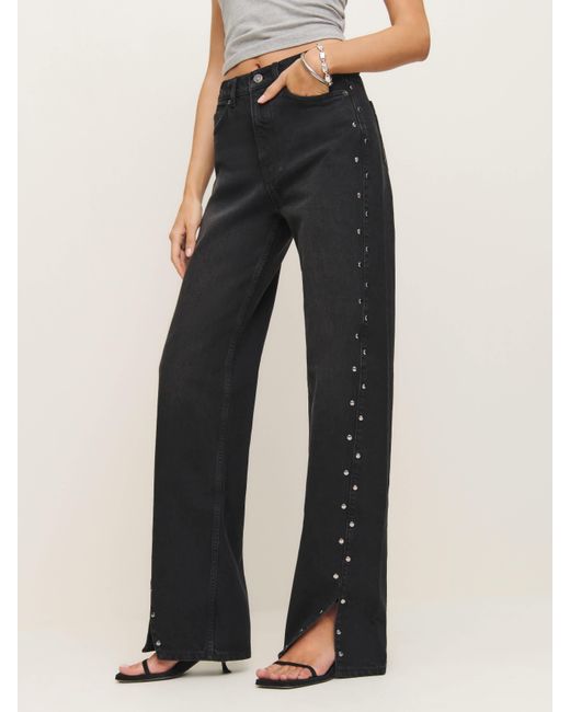 Reformation Blue Cary High Rise Slouchy Straight Leg Jeans