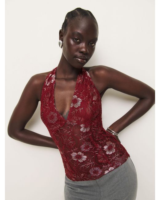 Reformation Red Georgia Knit Top