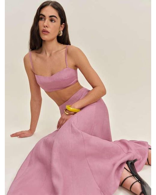 Reformation Pink Jori Linen Two Piece