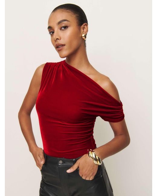 Reformation Red Belle Knit Top