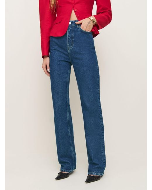 Reformation Blue Wilder High Rise Wide Leg Jeans