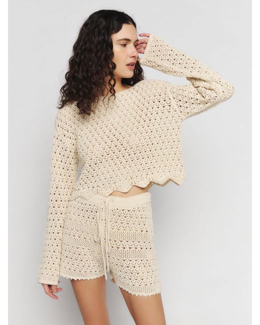 Reformation Natural Joy Cotton Open Knit Sweater