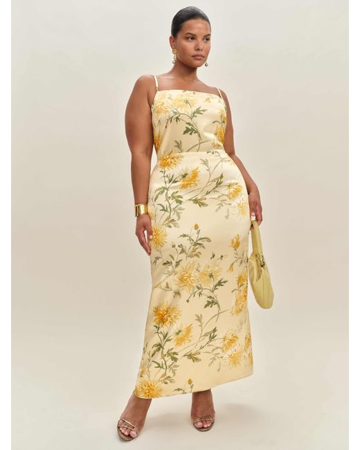 Reformation Metallic Frankie Silk Dress Es 20