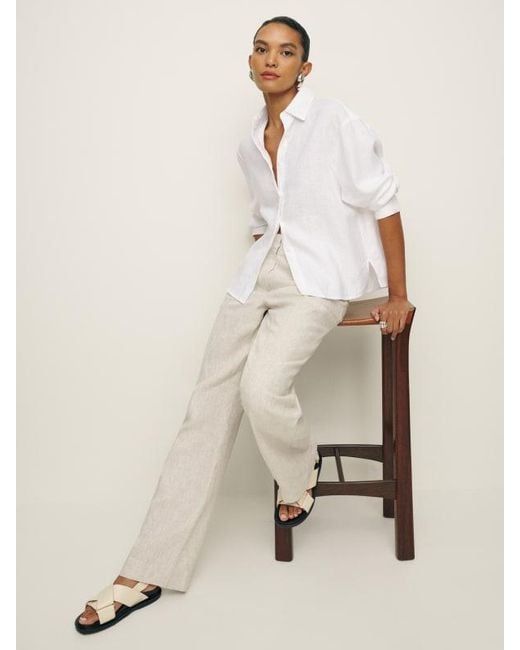 Reformation White Andy Oversized Linen Shirt