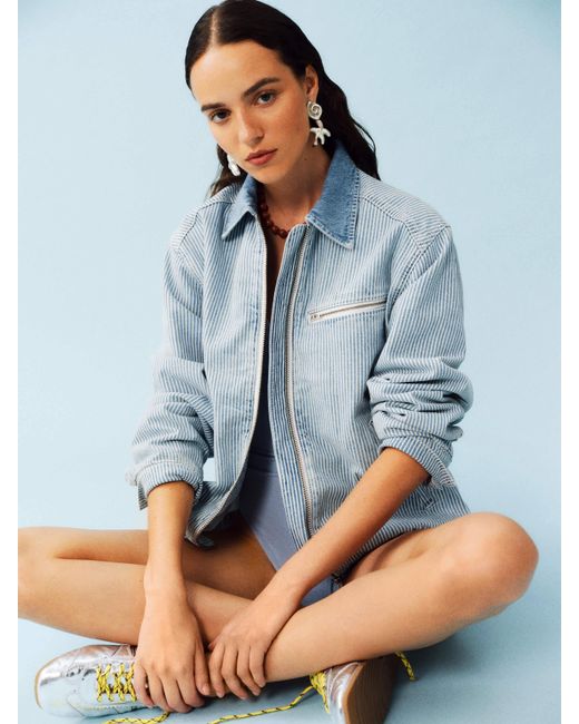 Reformation Blue Harrison Utility Jacket