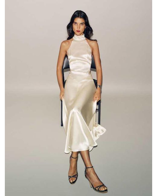 jersey halter dress Leora Jersey Halter Maxi Dress in navy
