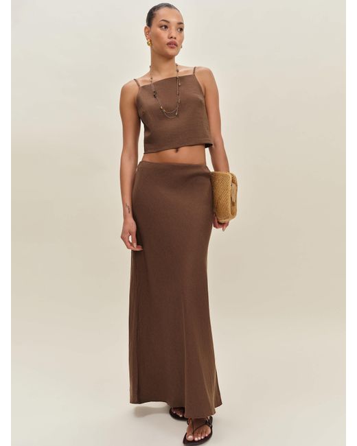 Reformation Natural Bella Linen Skirt 0