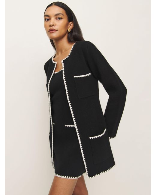 Reformation Blue Isabelle Regenerative Wool Sweater Jacket