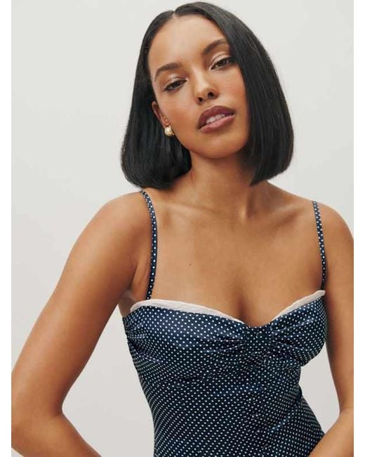 Reformation Blue Ursula Silk Dress 10