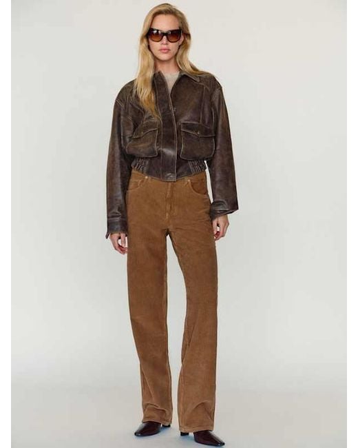 Reformation Brown Veda Daphne Leather Bomber
