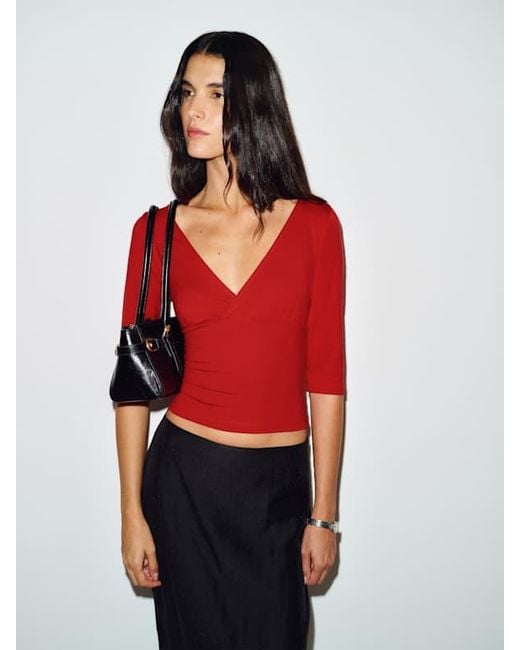 Reformation Red Aylani Knit Top