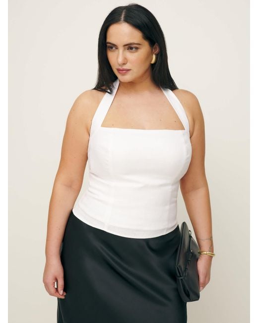 Reformation White Malika Linen Top Es 16