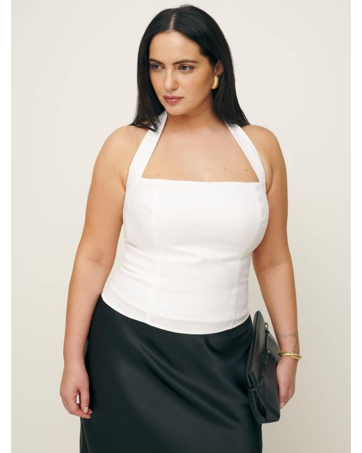 Reformation White Malika Linen Top Es