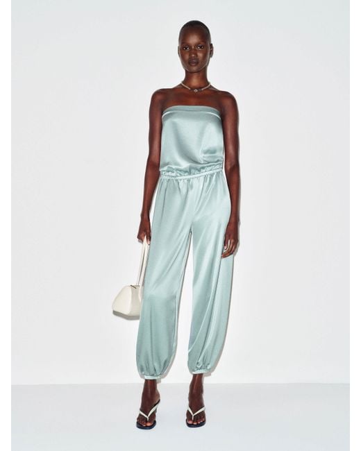 Reformation White Trista Satin Jumpsuit