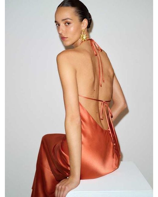 Reformation Orange Jeany Silk Dress