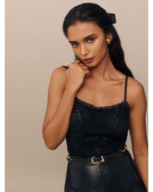 Reformation Black Kesia Knit Top