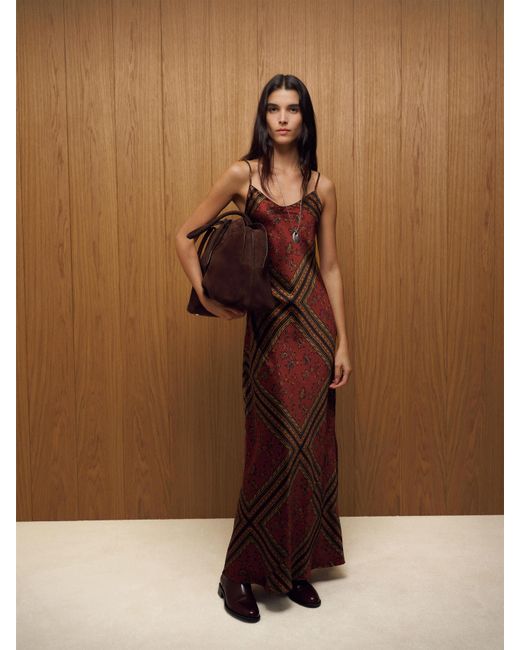 Reformation Brown Parma Silk Dress