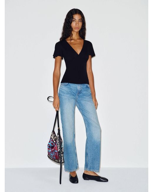 Reformation Blue Cosette Knit Top