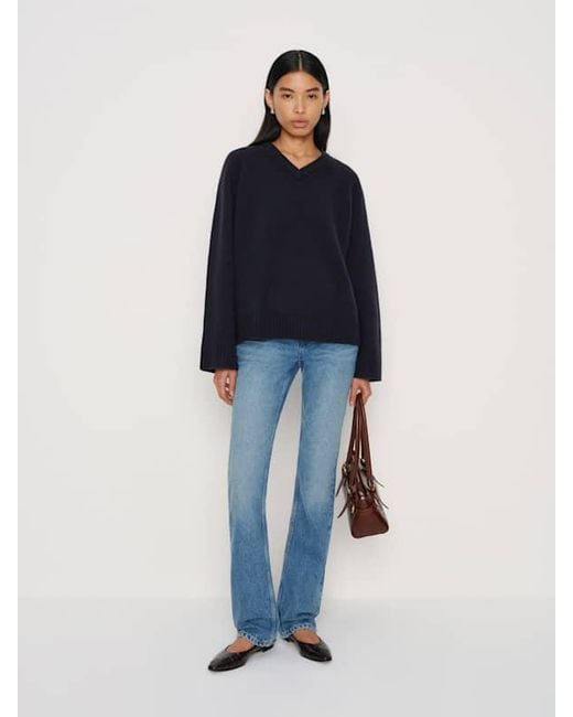 Reformation Blue Beth Regenerative Wool V-Neck