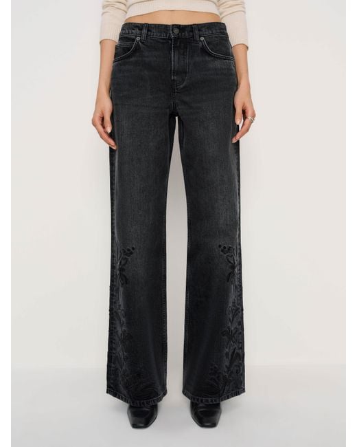 Reformation White Cary Low Rise Slouchy Wide Leg Jeans Denim