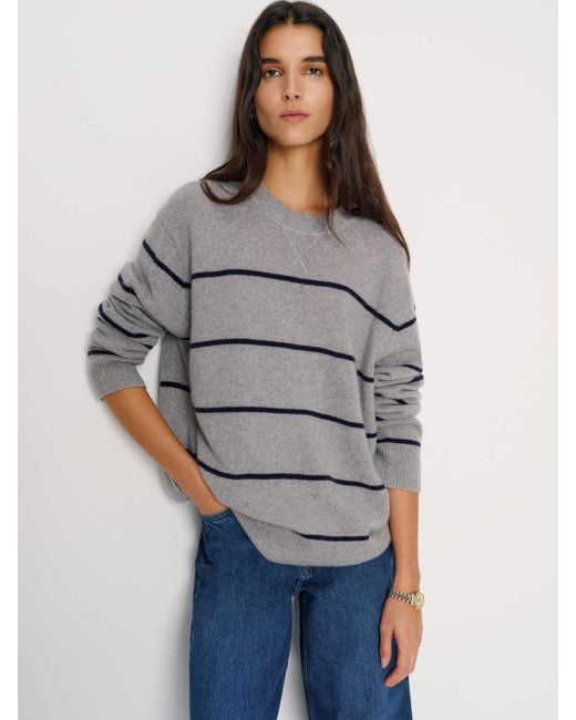 Reformation Blue Mateo Cashmere Crew Sweater