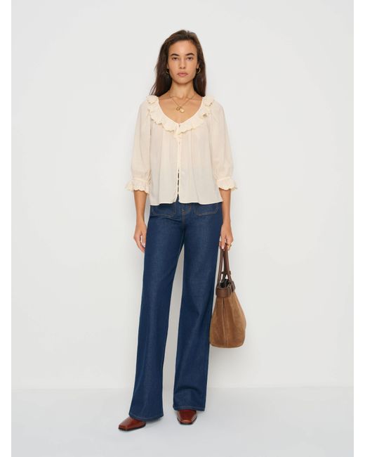 Reformation Blue Mattea Top Lace 10