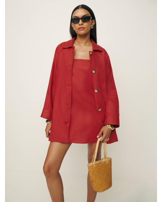 Reformation Red Irene Linen Jacket
