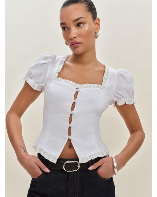 Reformation White Rosemary Linen Top