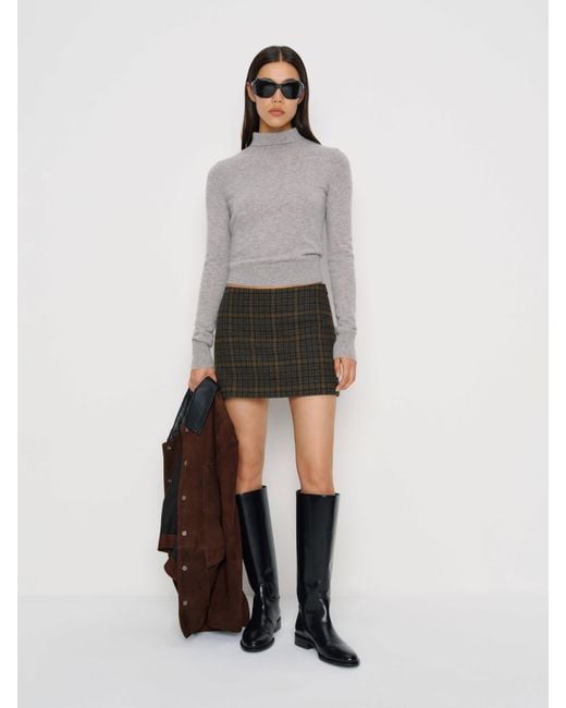 Reformation White Carla Low Waist Wool Skirt 0