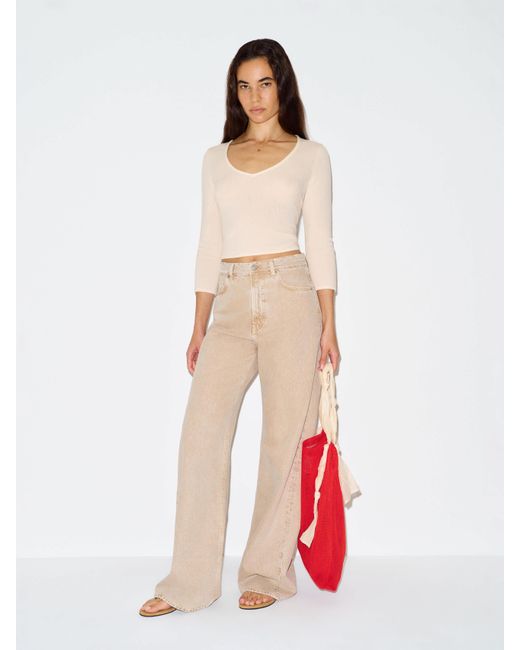 Reformation White Roya Cashmere V-Neck