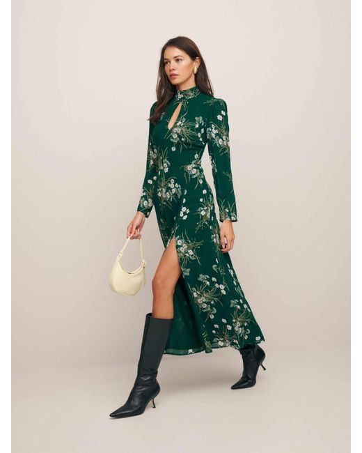 Reformation Green Castalia Dress