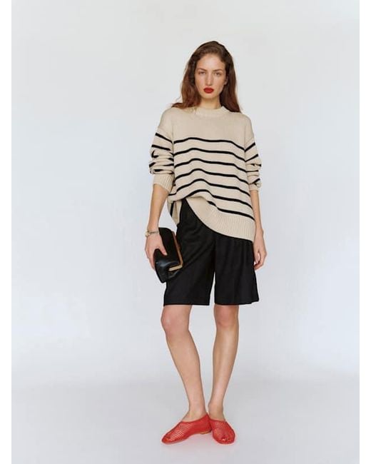 Reformation White Cove Cotton Oversized Crew Sweater