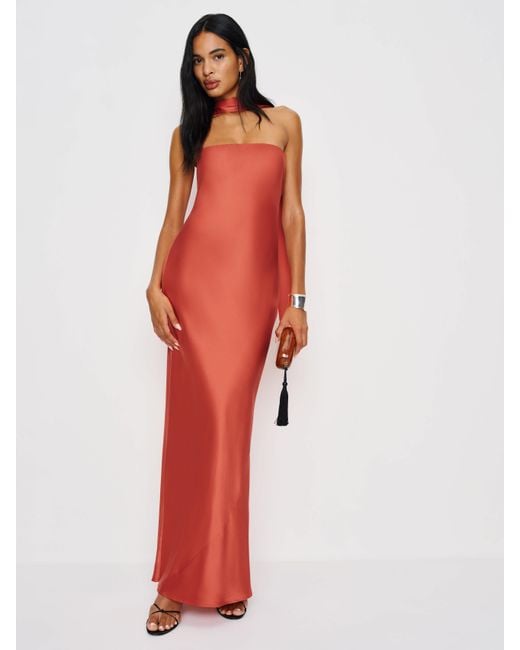 Reformation Red Oren Silk Dress