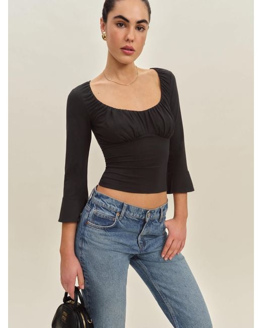 Reformation Black Effie Knit Top
