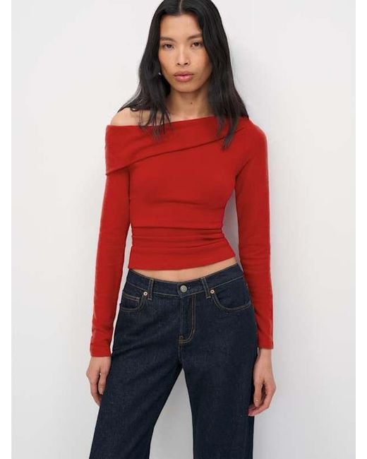 Reformation Red Elio Knit Top