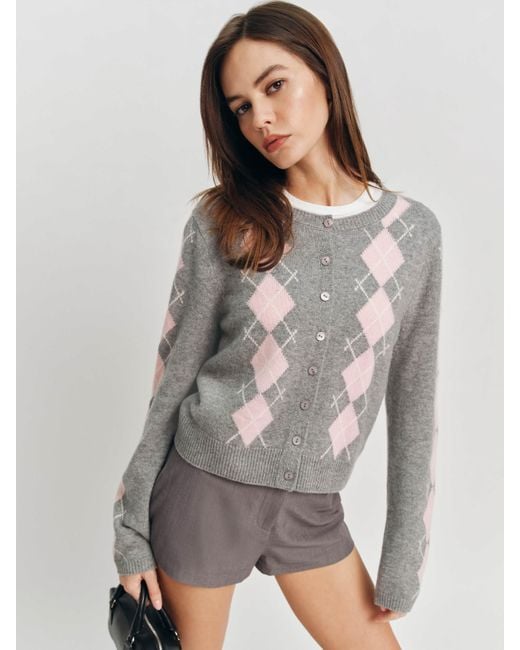 Reformation Gray Clara Cashmere Crew Cardigan