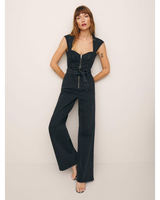 Reformation Multicolor Calypso Wide Leg Denim Jumpsuit