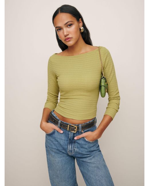 Reformation Green Wiley Knit Top