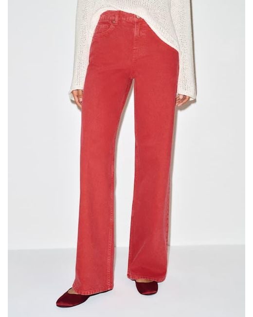 Reformation Red Cary Low Rise Slouchy Wide Leg Jeans Denim